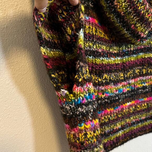 🌴 Anthro Piera Poncho Turtleneck Rainbow Striped Knit Sweater, EUC, Size XS/S - Picture 9 of 10